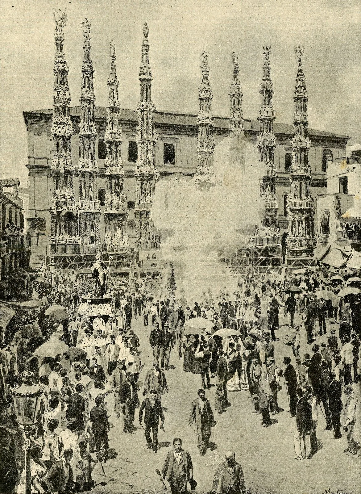 La festa dei Gigli a Nola in una fotografia d'epoca
